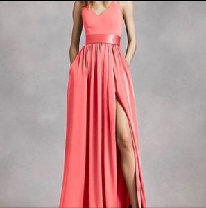 David's Bridal Dress Halter Vneck with Sash